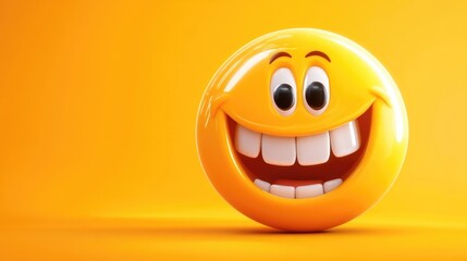 Poster - 2D cartoon illustration of a cheerful smiley with a broad grin