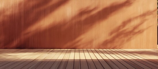Poster - Minimal abstract scene with wooden flooring 3D render and illustration