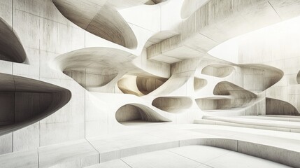 Poster - Abstract architectural background featuring geometric shapes and wall designs in a 3D rendering
