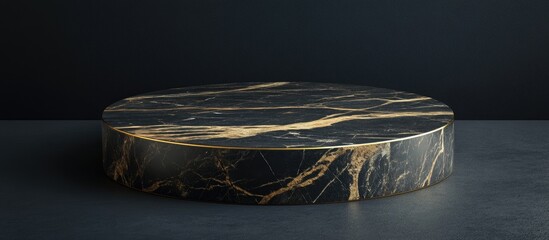 Aufkleber - Elegant stone podium mockup featuring a golden marble texture ideal for branding and packaging displays Black and gold natural pedestal design suited for cosmetic and fashion presentations 3D rende