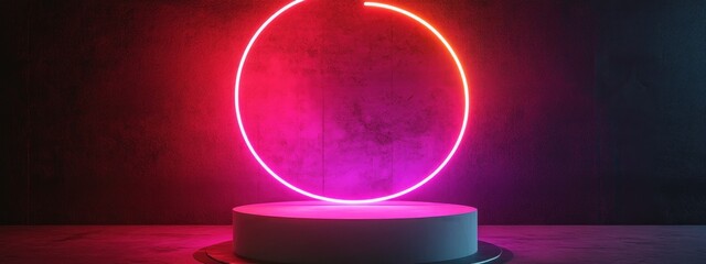 Aufkleber - Abstract light lines in a white circular pedestal 3D rendering