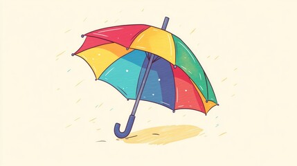 Wall Mural - Cartoon illustration of a colorful umbrella in a playful doodle style