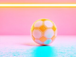 Aufkleber - Abstract Soccer Ball in Pastel Blue and Soft Pink Field with Blurred Symmetrical Lines - Vibrant Tones, Long Exposure, Wide-Angle Perspective, HD Resolution