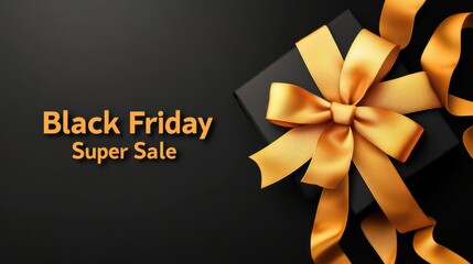 Sticker - Black Friday Sale Gift Box with Golden Ribbon