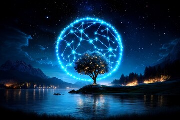 Wall Mural - zodiac signs as constellations in the night sky, captured in a celestial-themed artwork where each z