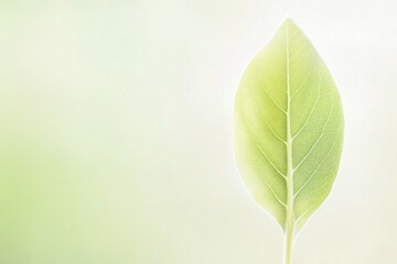 Aufkleber - Abstract Nature Symmetrical Blurred Leaf in Light Green Background, High Definition, Soft Tones, Long Exposure, Smooth Movements