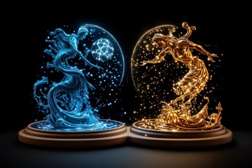 Wall Mural - zodiac signs as spirit guides, illustrated in a scene where each zodiac sign is a guardian spirit, o
