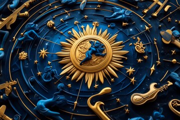 Wall Mural - zodiac signs in a celestial orchestra, depicted in an illustration where the zodiac signs are musici