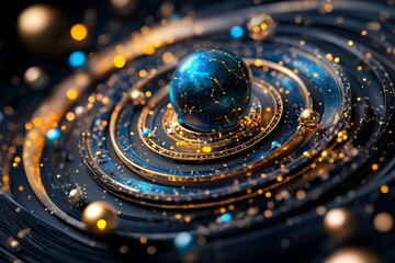 Wall Mural - zodiac signs with their ruling planets, depicted in a cosmic scene where each zodiac sign is connect