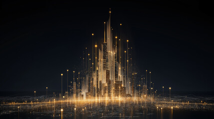 Wall Mural - futuristic city skyline with 5G towers