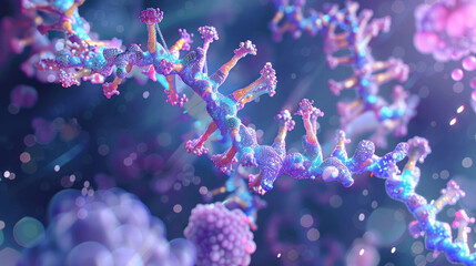 Aufkleber - Stunning DNA structure with vibrant colors and intricate details, showcasing beauty of molecular biology. 