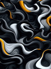 Aufkleber - The image is a black and white abstract painting with yellow and white swirls. The painting has a sense of movement and energy, with the yellow. The overall mood of the painting is dynamic and lively