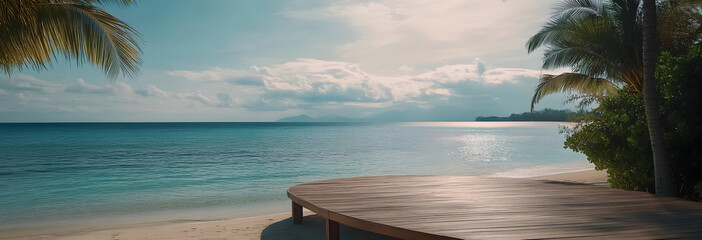 Canvas Print - Tropical Beach with a Wooden Platform