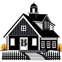 Wall Mural - Farm house silhouette vector illustration on white background