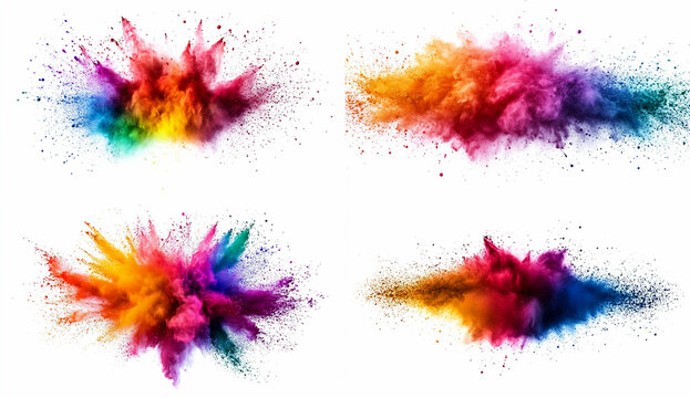 Colorful powder explosion on a white background