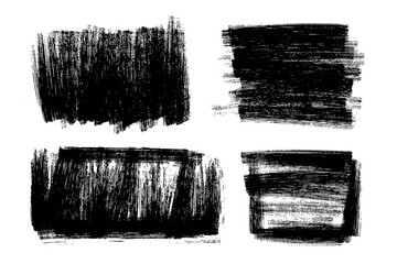 Wall Mural - Vector set of hand drawn brush strokes, stains for backdrops rectangular shapes. Monochrome various textured design element set. One color artistic hand drawn backgrounds.