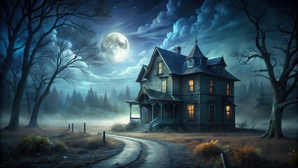 Haunting night scene with forced perspective