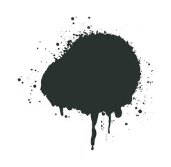 Poster - Black ink splatter on white background in a flat vector illustration representing creative art symbol with abstract expression design concept