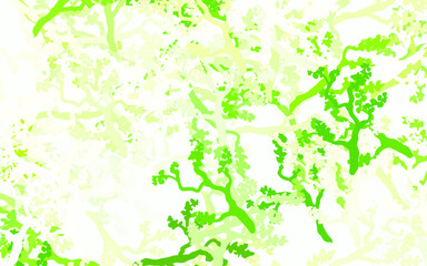 Sticker - Light Green, Yellow vector doodle backdrop with leaves, branches.