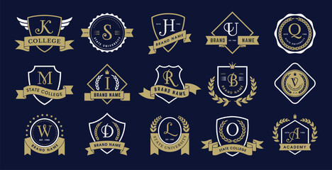 Poster - monogram. lettering badges with elegant alphabets letters recent vector template
