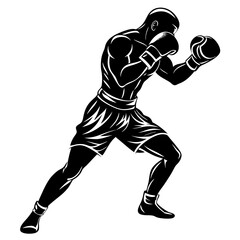 Boxing Silhouette, Boxer with Boxing Gloves