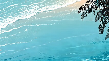 illustration of a clear turquoise blue water surface evokes the feeling of a tropical paradise on a summer day. The water calm with light ripples sunlight reflecting off the surface. warmth relaxation