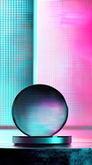 Fototapete - A modern circular object showcases vibrant colors against a textured backdrop, creating a captivating visual contrast.