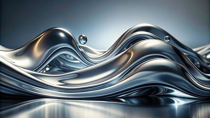 Wall Mural - Low angle abstract background of silver liquid shape