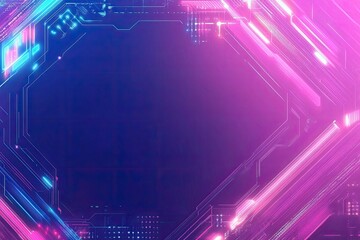 Fototapete - A vibrant digital background featuring futuristic neon lights and circuit patterns that spark creativity and innovation.