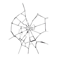 Texture like shattered glass on the surface. Draw the appearance of broken or smashed glass. Isolated vector drawing on a white background 
