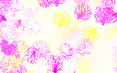 Poster - Light Pink, Yellow vector natural background with branches, leaves.