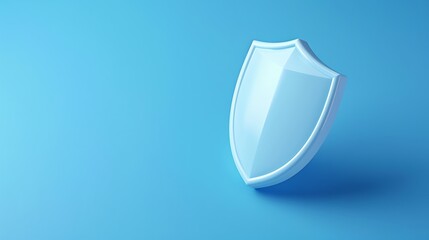 Poster - 3d shield icon on blue background symbolizing security and protection in a digital or physical conte
