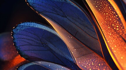 Detailed line art illustration of butterfly wings captured under high magnification utilizing a macro lens and enhanced with artificial lighting