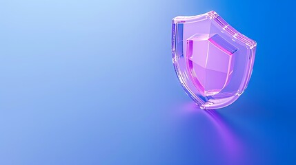 Poster - a 3d-rendered pink shield on a blue background symbolizes security, protection, and safety. modern d
