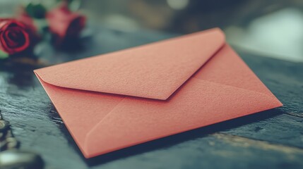 maqueta de un sobre colocado sobre una mesa de trabajo con colores cálidos. concepto de recurso gráf