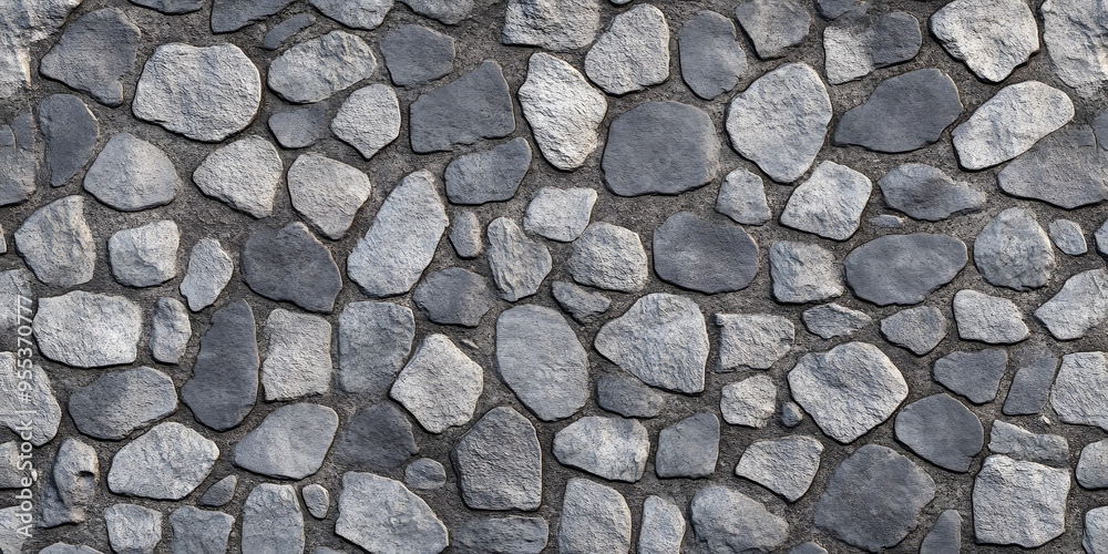 Seamless gray cobblestone wall or road background texture. Tileable ...