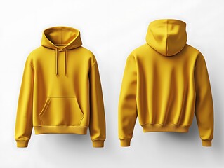 Wall Mural - front and back of yellow sweatshirts on white background