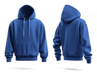 Wall Mural - front and back of blue sweatshirts on white background