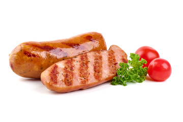 Wall Mural - Grilled German Sausages, isolated on white background