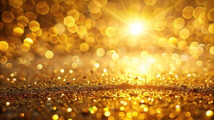 Wall Mural - Shiny golden surface with blur bokeh and sun light beam