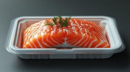 Wall Mural - Fresh Salmon Fillet in Plastic Packaging Generative AI