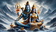 © gv image - Hindu god Shiva or shiv with Parvati meditating on Mount Kailash in the Himalayas