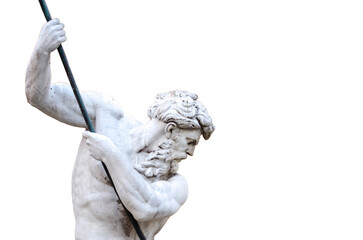 Marble statue of Neptune in the Fountain of Neptune in Piazza Navona. PNG image transparent background.