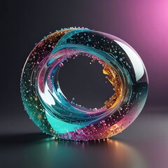 Canvas Print - Glitter abstract glass shape, 3d render