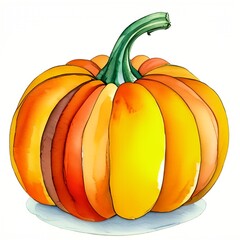 Wall Mural - A drawing of a pumpkin with a green stem