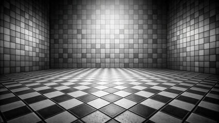 Wall Mural - Wide-angle black and white squares background with texture