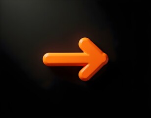 a thick orange arrow with a 3D effect on a dark black background create with ai