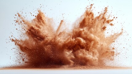 Exploding Dust Cloud on White Background Generative AI