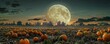© Viacheslav - Harvest moon rising over a pumpkin field, 4K hyperrealistic photo
