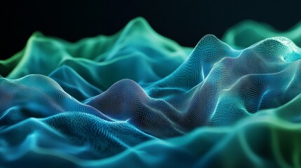 Aufkleber - Abstract digital waves in shades of blue and green, representing data flow and technology